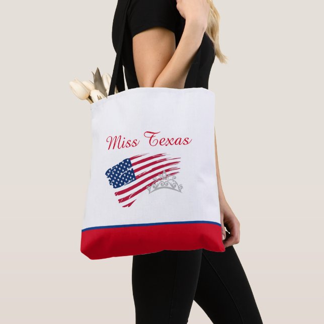 Miss EUA Pageant Silver Crown Tote Bag Flag (Close Up)