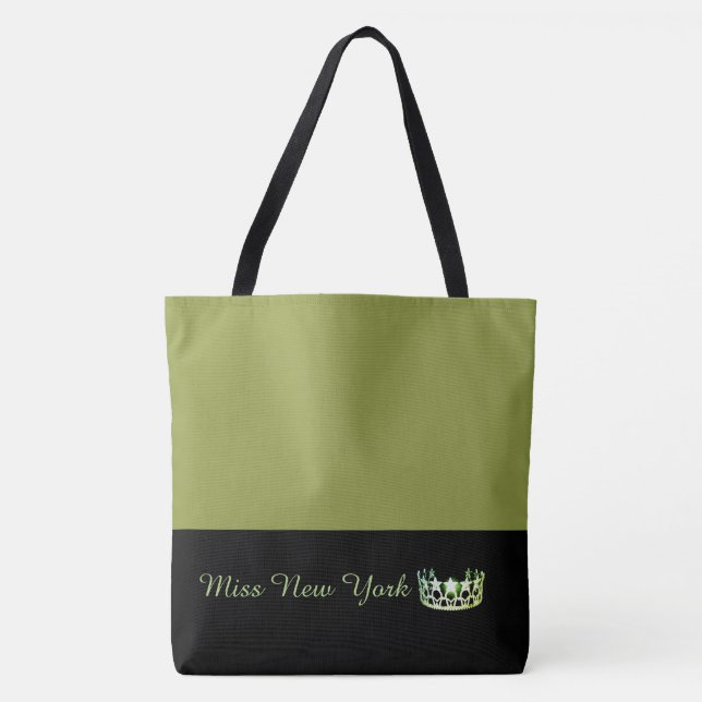 Miss USA Green Crown Tote Bag-LRGE Olive (Frente)