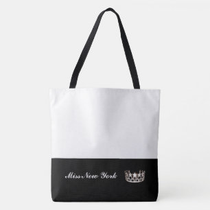 Miss USA Silver Crown Tote Bag-Large White