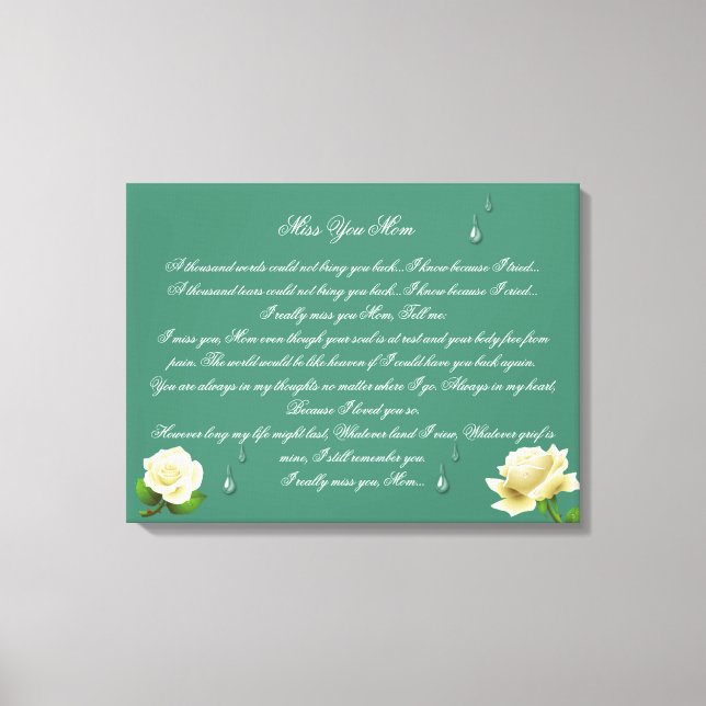 Miss You Mãe 24x16 Canvas Print (Frente)