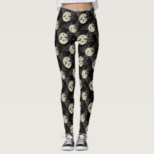 Mistério Bat & Moon Pattern Leggings Halloween