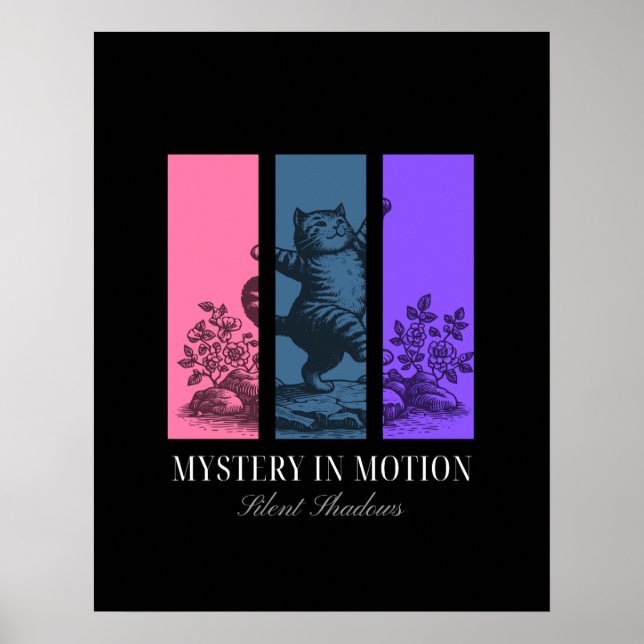 "Mistério em Movimento" Poster de Gato Estético (Frente)