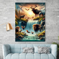 Mística Terra Selvagem Cascata Fantasia Poster