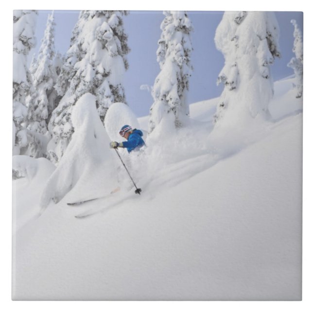 Mistie Fortin esquia na neve fresca (Frente)