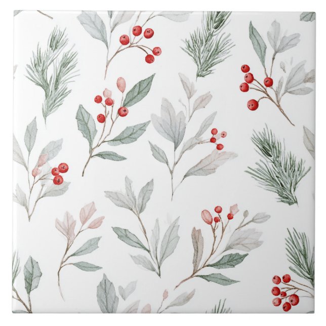 Mistletoe and Holly Berries Pattern (Frente)