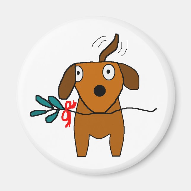 Mistletoe Doggie Wagging - imã (Frente)
