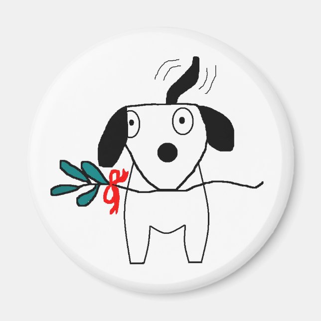 Mistletoe Doggie Wagging - imã (Frente)