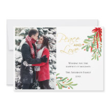 Mistletoon Peace and Love | Cartão com fotos de fé
