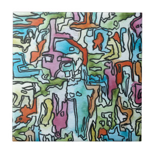 Misty City Pinted Abstrato Watercolor Art