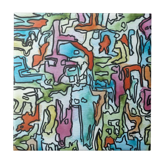 Misty City Pinted Abstrato Watercolor Art (Frente)