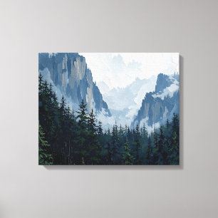 Misty Forest Mountain Canvas Nature Lan