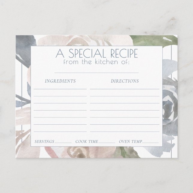 Misty Lake | Cartão de Receita Floral Suave e Boni (Frente)