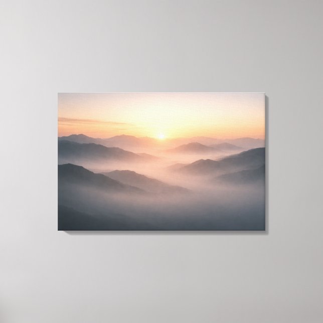 Misty Mountain Sunrise Landscape Canvas Print (Frente)