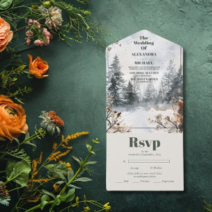 Misty Mountain Watercolor Casamento da Floresta de