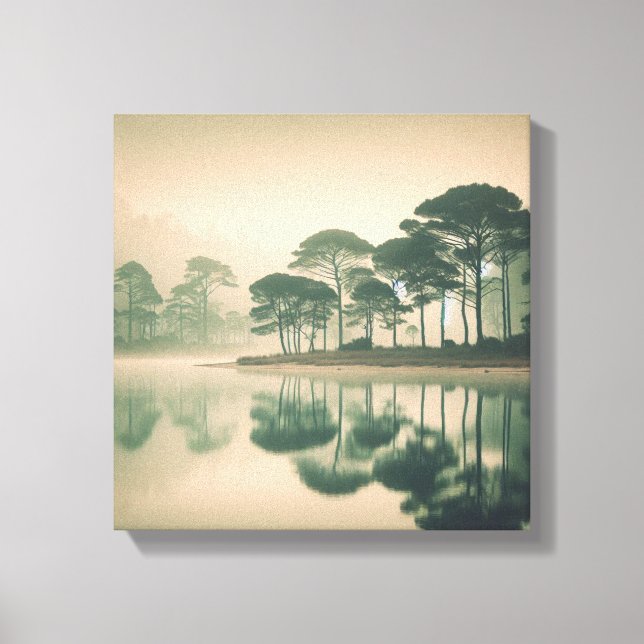 Misty Tranquil Lake View – Canvas Wall Art (Frente)