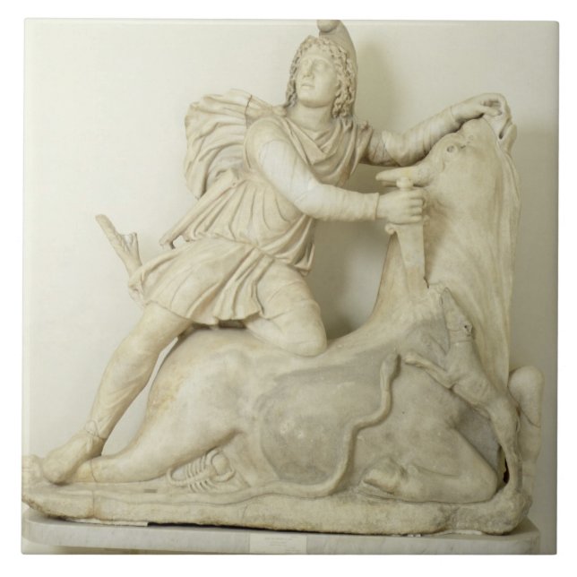 Mithras que sacrifica a Bull, alivio de mármore, (Frente)