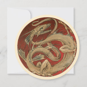 Mitologia Vintage, Convite Dragão Asiático Dourado