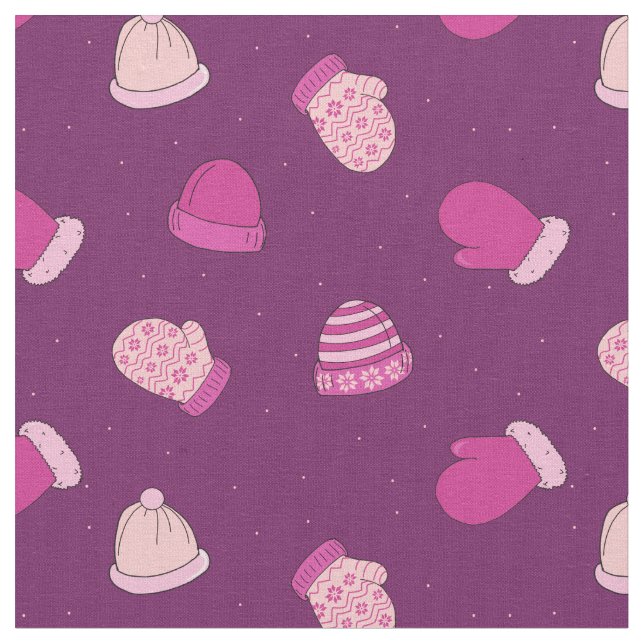 Mittens e Chapéus, Tecido de Padrão Rosa Bonito (Detalhe)