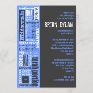 MITZVAH WORDS DIZ Convite para Bat do Bar