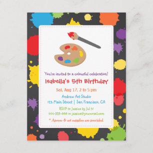 Miúdos que pintam convites de festas da pintura d