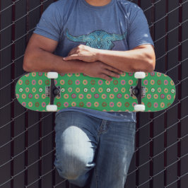 Mixed Donuts Pattern Name Green Skateboard