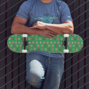 Mixed Donuts Pattern Name Green  Skateboard