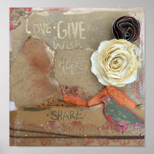 Mixed Media Love Art Impressão