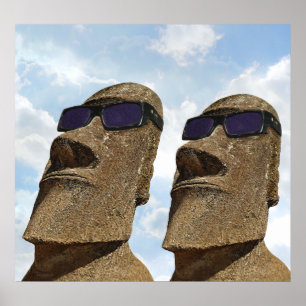Moai com óculos de sol - poster
