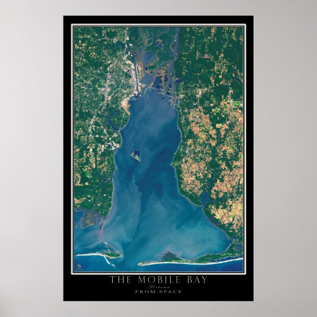 Mobile Bay Alabama Satellite Poster Map (Frente)