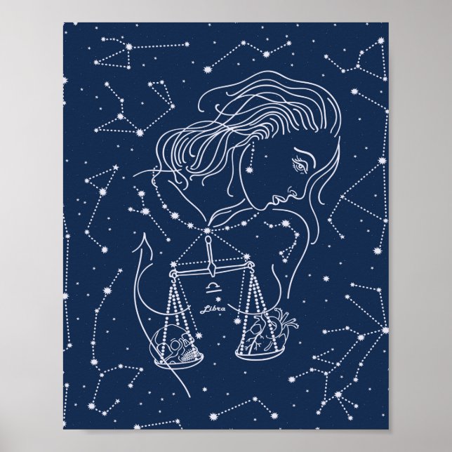 Moça Libra - Símbolo Zodiac Poster (Frente)