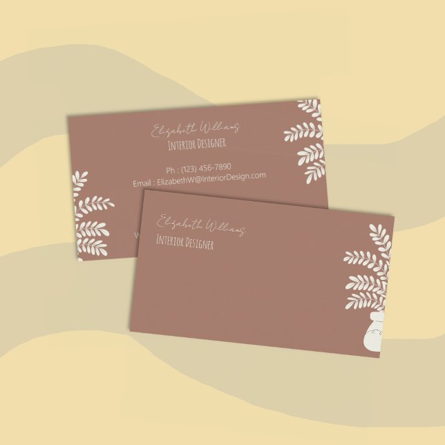 Mocha Brown Cartão de visita (Modern mocha brown interior designer standard double-sided business cards)