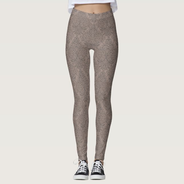 Mocha Brown Designer Leggings Femininas (Frente)