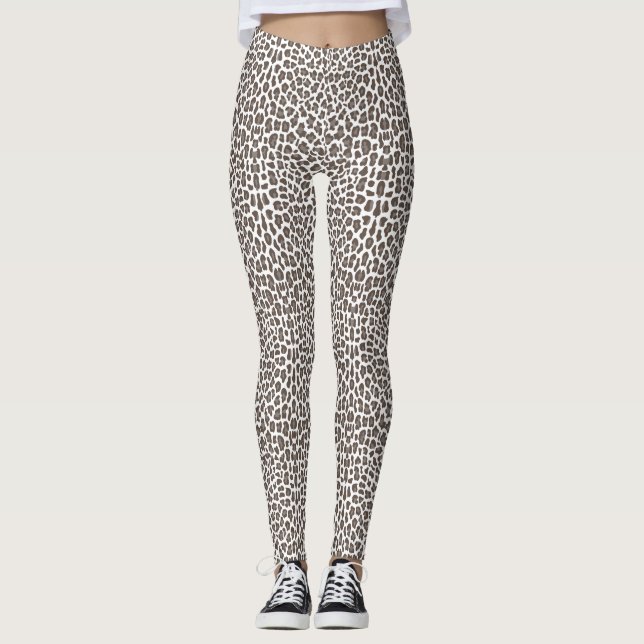 Mocha Brown Soft Animal Print Leggings para mulher (Frente)
