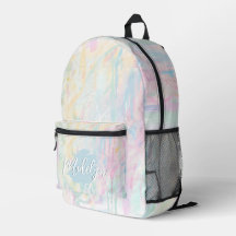Mochila Abstrata Personalizada com Aquarela Pastel
