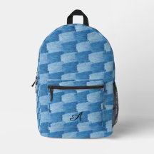 Mochila azul denim personalizável elegante monogra
