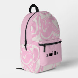 Mochila branca, cor-de-rosa, personalizada, impres