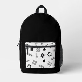 Mochila branca e preta para skate