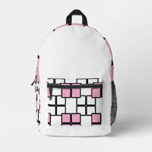 Mochila branca moderna com Rosas claro e preto
