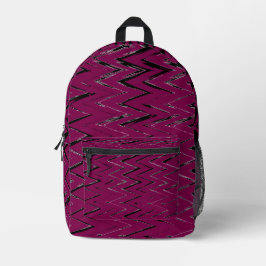 Mochila com Linhas Zigue-Zague Abstratas em Vinho