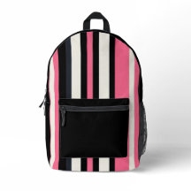 mochila com listras pretas e rosas