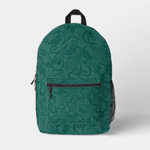 Mochila com Padrão de Folheto Teal Profundo