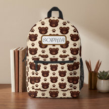 Mochila com Urso de Pelúcia Fofo e Estampa de Pega