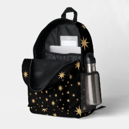 Mochila das Estrelas Pretas e Douradas - Padrão Es