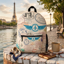 Mochila de colagem de selo de viagem de passaporte