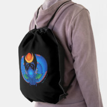 Mochila de desenho azul-escaravana egípcia alada