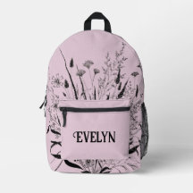 Mochila de flor selvagem personalizada cor-de-rosa