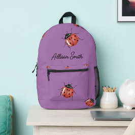 Mochila de meninos roxos da escola Ladybug