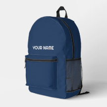 Mochila de nomes personalizados branco-azul-marinh