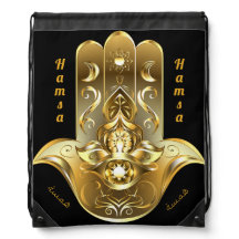 Mochila Dourada de Desenho de Mão de Hamsa