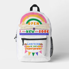 Mochila escolar com Rainbow e Open Bool Design
